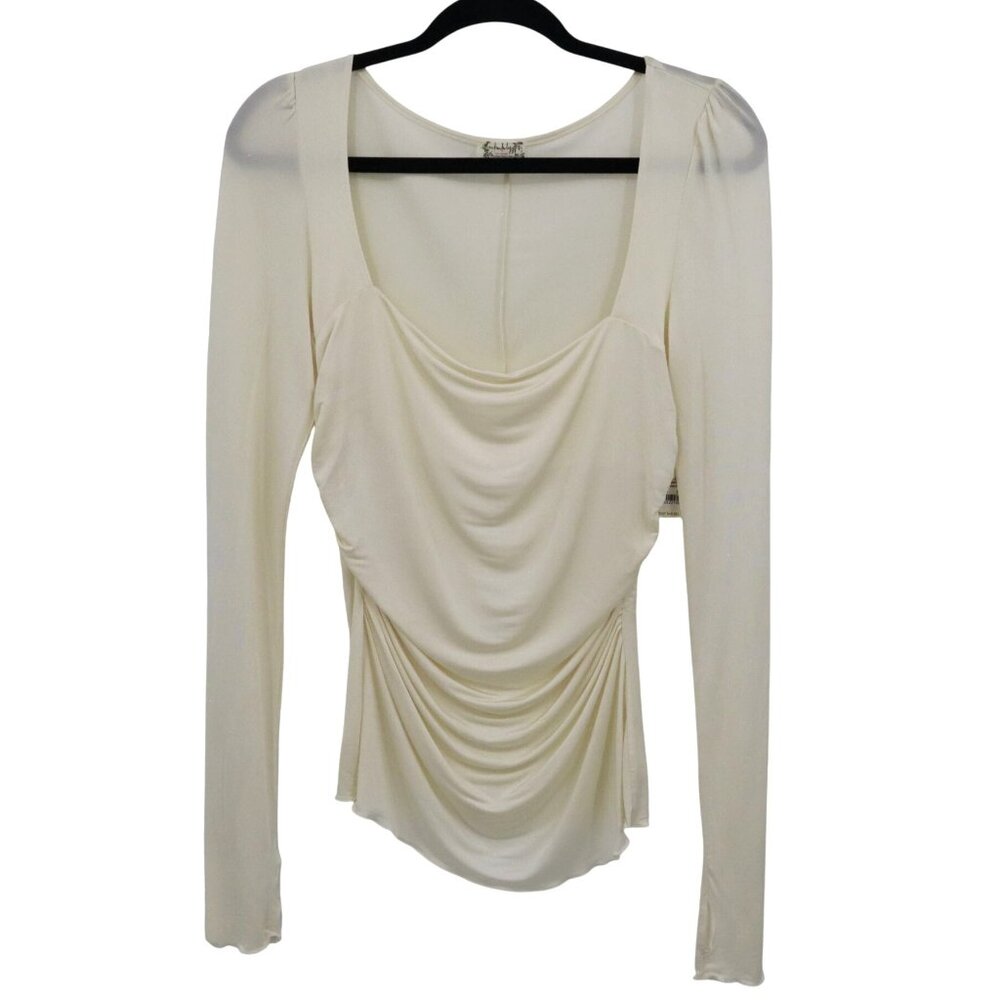 Free People Wind Down Layering Top‎ Womens M Cream Cottage Feminine Romantic NWT